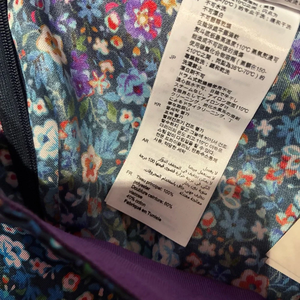 NWT Sandro Donelo Satin Floral Flare Pants in Blue Multi Size XS - Picture 12 of 13